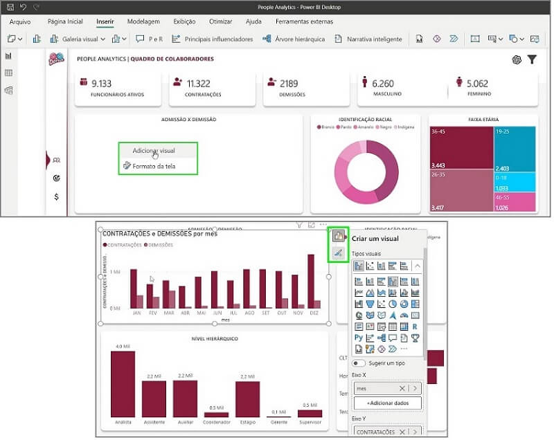 Passo a passo de como usar o novo recurso do Power BI de março de 2023, o On-object.