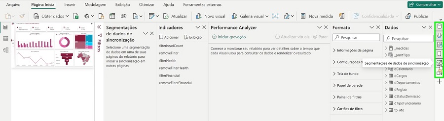 Vários painéis selecionados pelo seletor de painéis com a tecla CTRL pressionada, para alternar rapidamente entre eles.