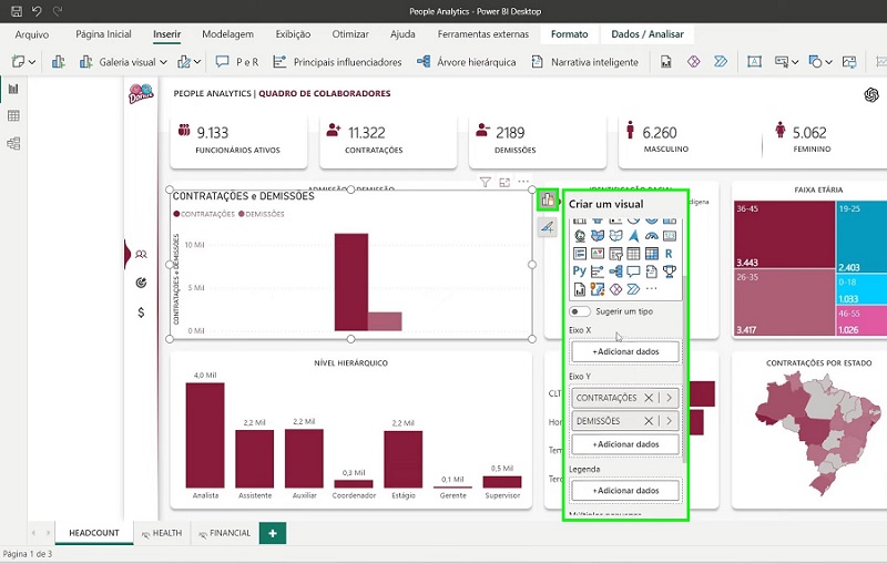 Nova funcionalidade de interação no objeto no Power BI, em que ao clicar com o botão direito do mouse habilita-se um painel de formatação.